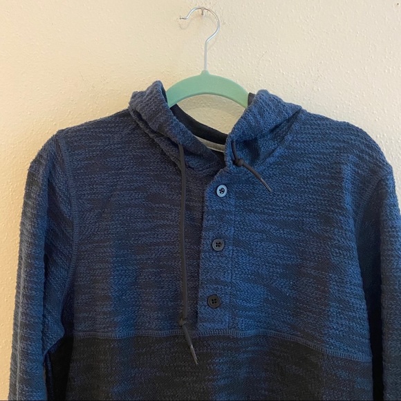 Union Denim Blue Baja Henley Hoodie Pullover Knit Sweatshirt Men Small New - Picture 4 of 9
